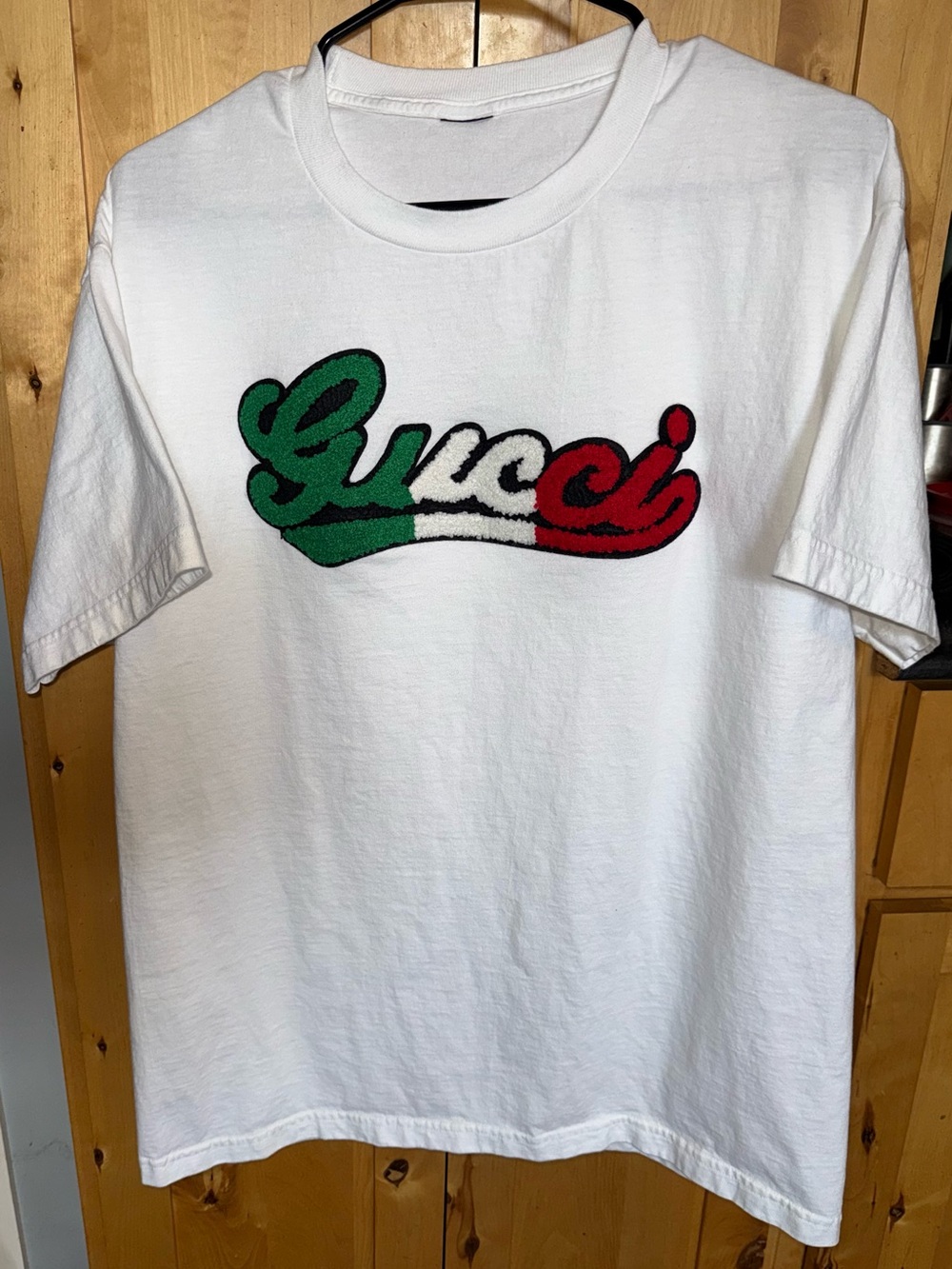 White Logo Crewneck T-Shirt - Green/White/Red Script